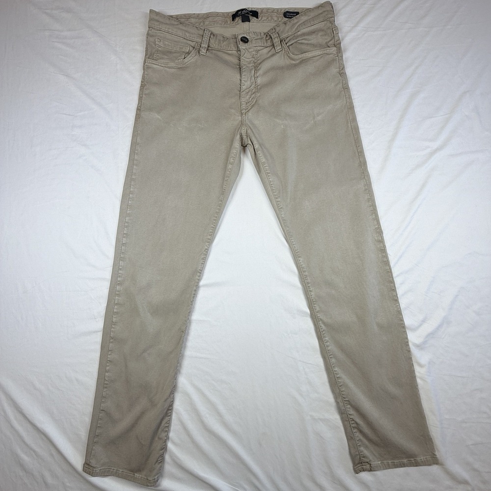 34 Heritage 34x32 Khaki Brushed Stretch Courage Mid Rise Straight Mens Jeans